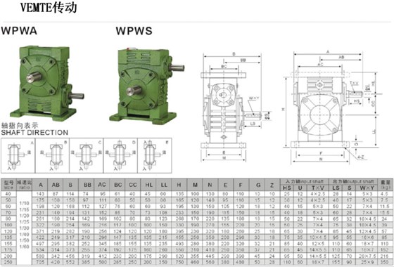 WPWA减速机安装尺寸图纸