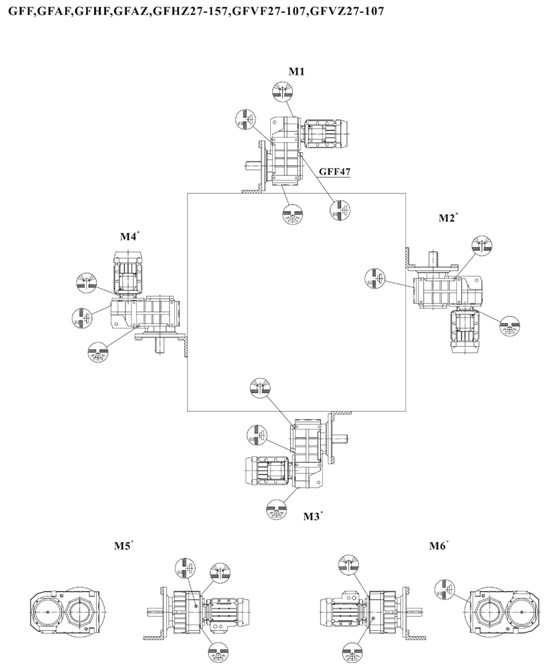 FF FAF FHF FAZ FVF FVZ27减速机安装方位图