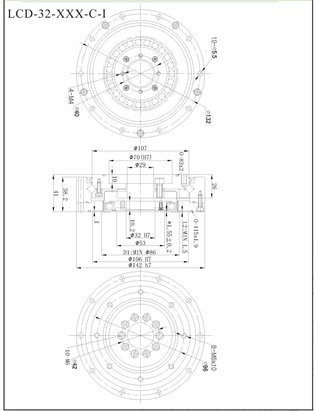 LCD32谐波减速机尺寸图