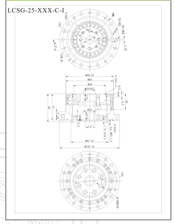 LCSG25谐波减速机尺寸图