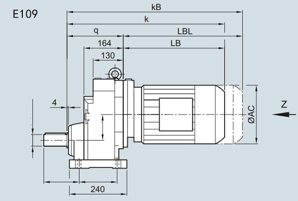 E109减速电机,EF109减速器,EZ109减速箱型号图纸,减速机