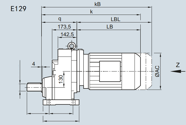 E129减速电机,EF129减速器,EZ129齿轮减速箱,减速机