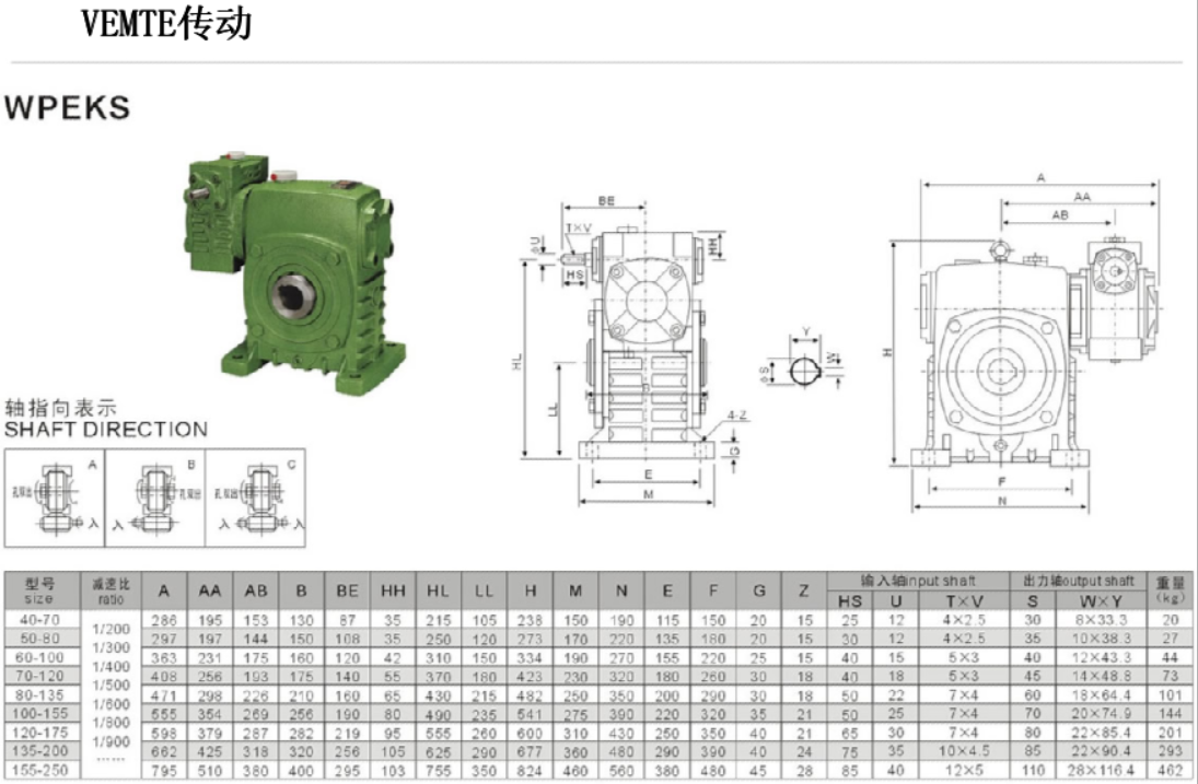 WPEKS减速机安装尺寸图纸