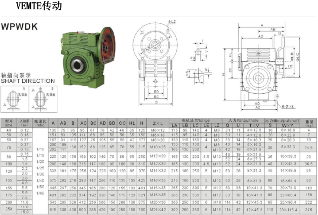 WPWDK减速机安装尺寸图纸