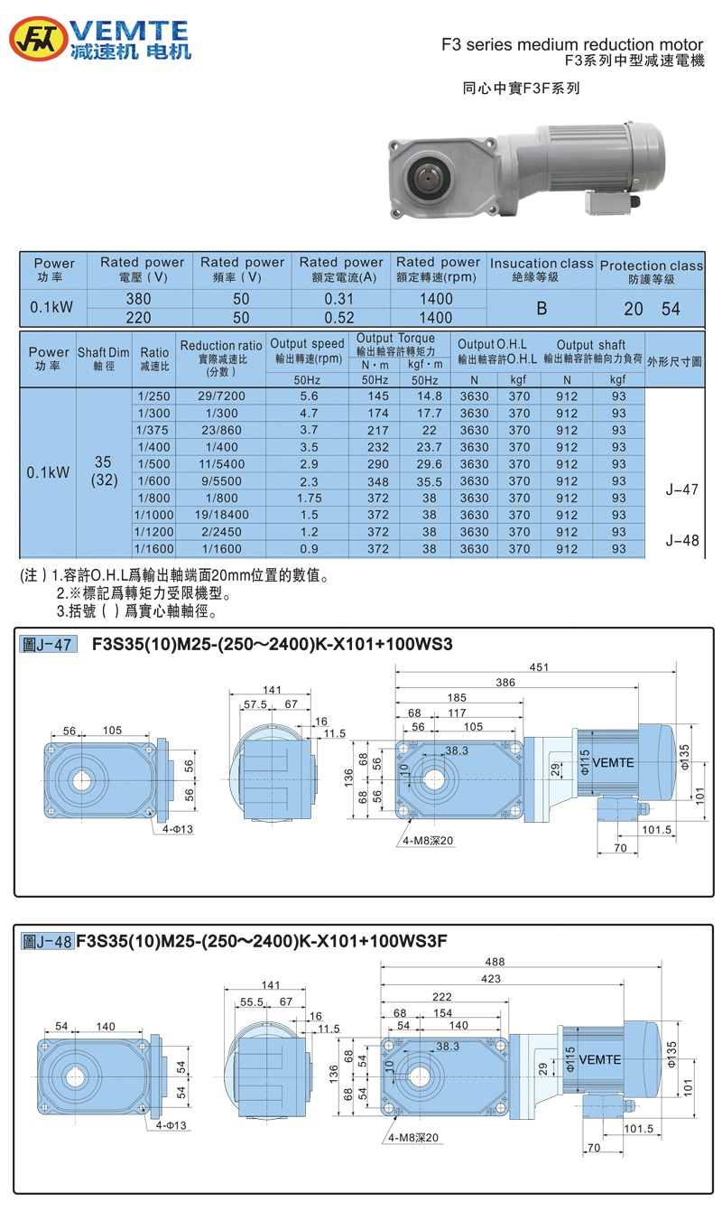 标准型大速比带电机0.1KW-实心轴