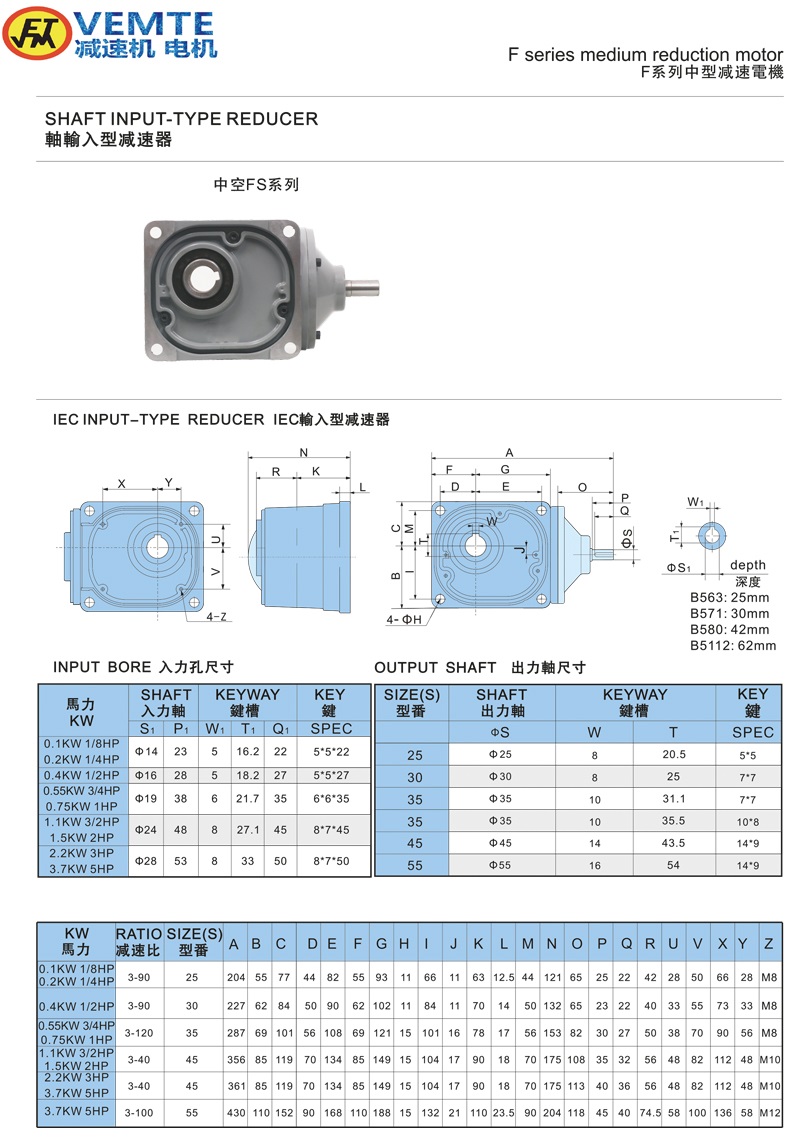 缩框型轴入孔出通用款 0.1-3.7KW