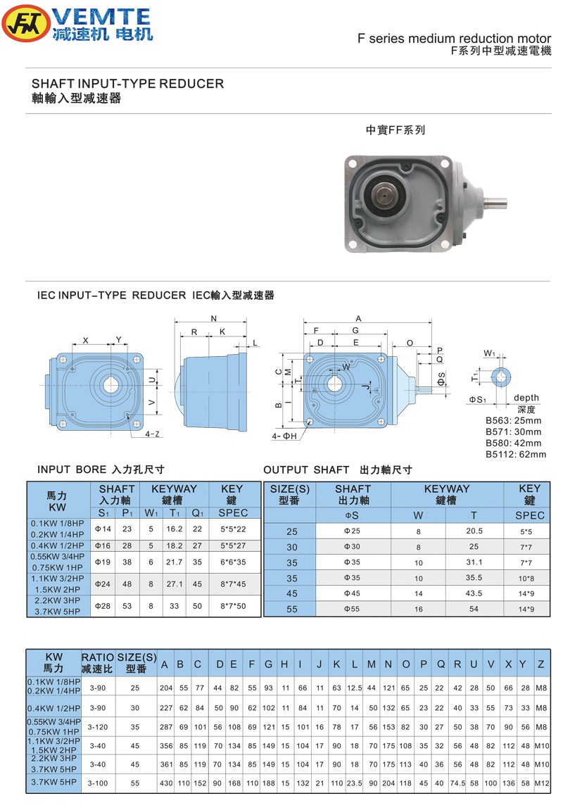 缩框型轴入轴出通用款 0.1-3.7KW