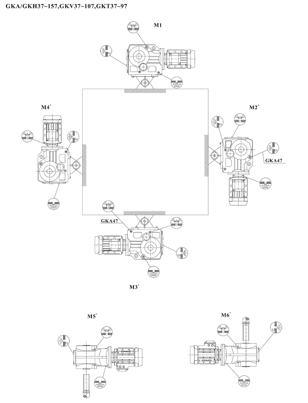 KA KH KV KT减速机安装方位图